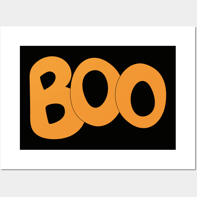 BOO text art in orange bubble letters Wall Art by Angel Dawn Design